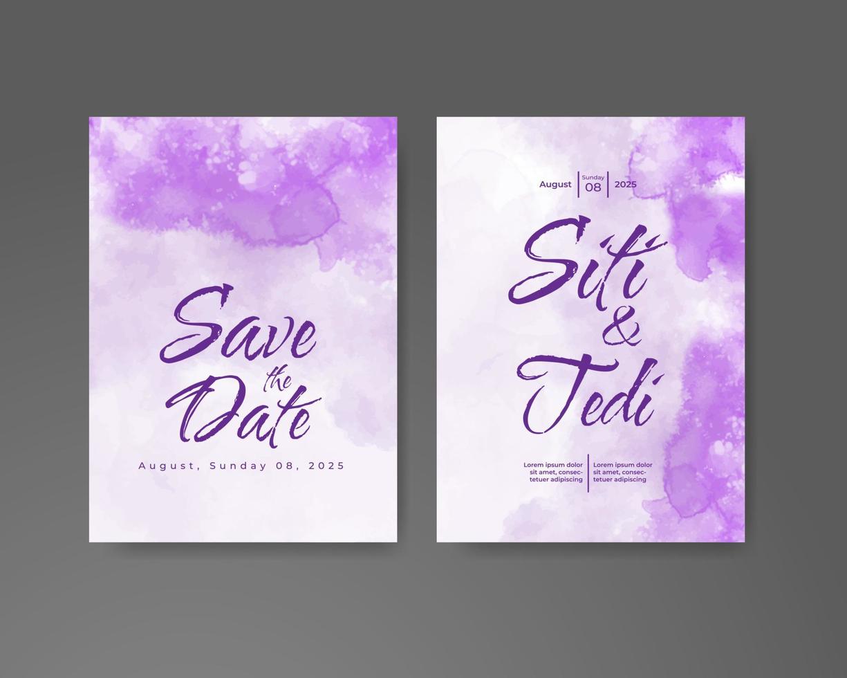 Wedding invitation with abstract watercolor background vector