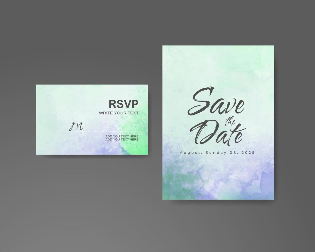 Wedding invitation with abstract watercolor background vector