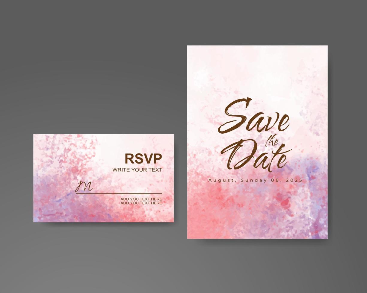 Wedding invitation with abstract watercolor background vector