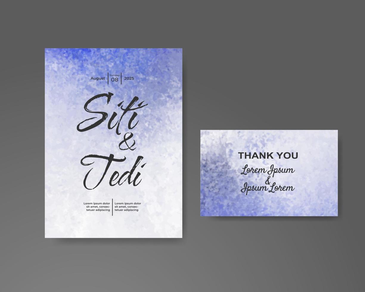 Wedding invitation with abstract watercolor background vector