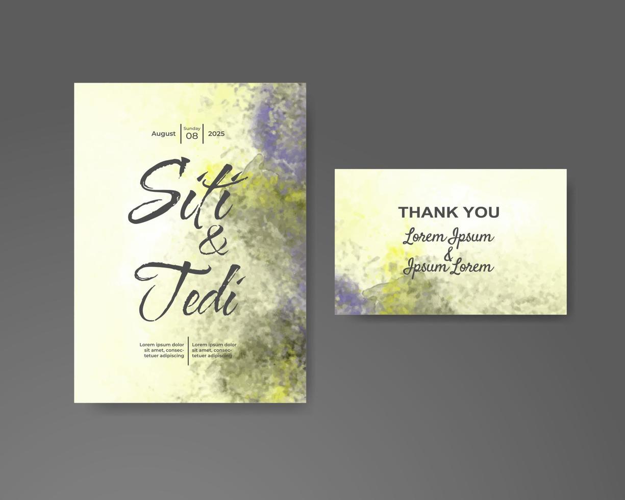 Wedding invitation with abstract watercolor background vector