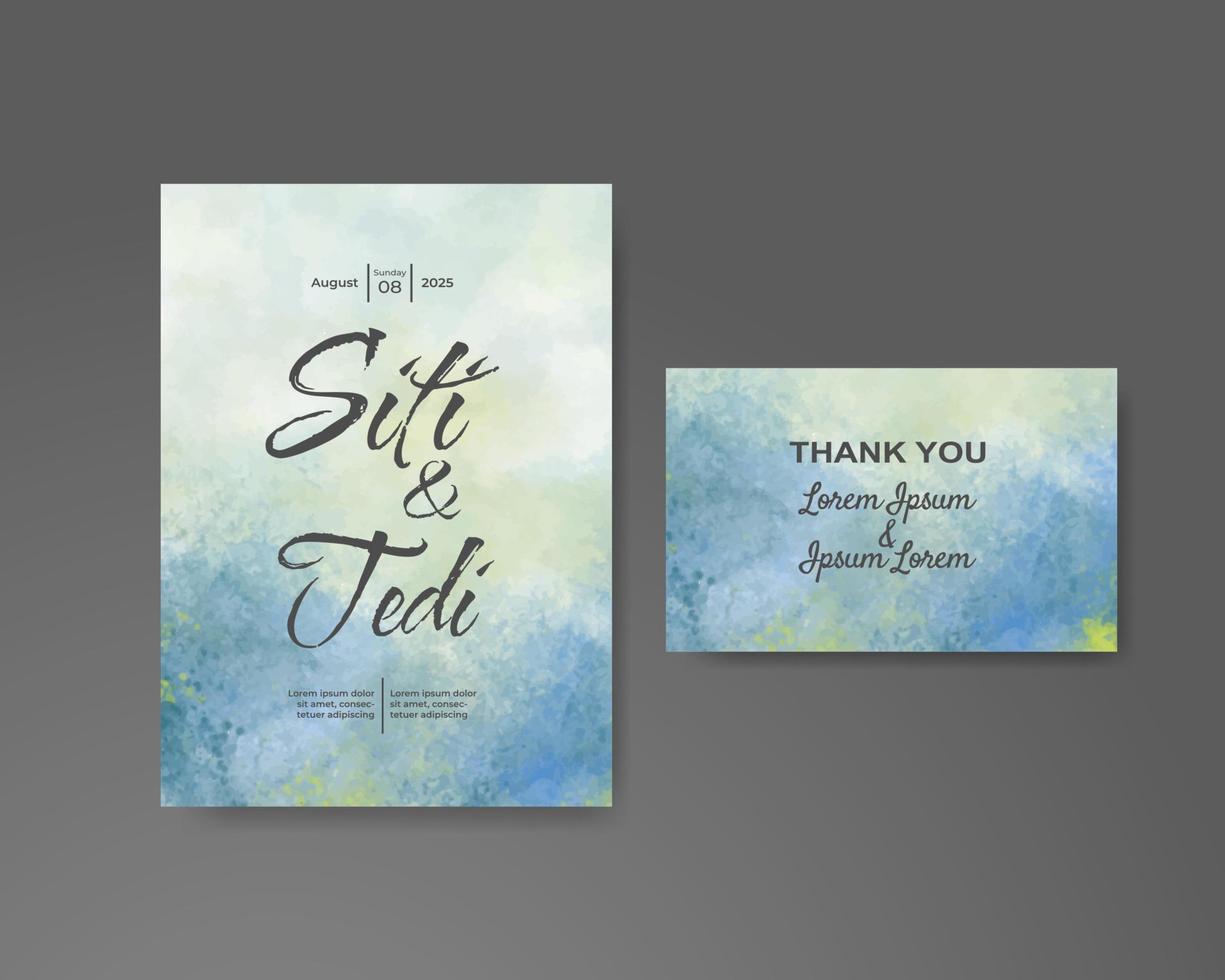 Wedding invitation with abstract watercolor background vector