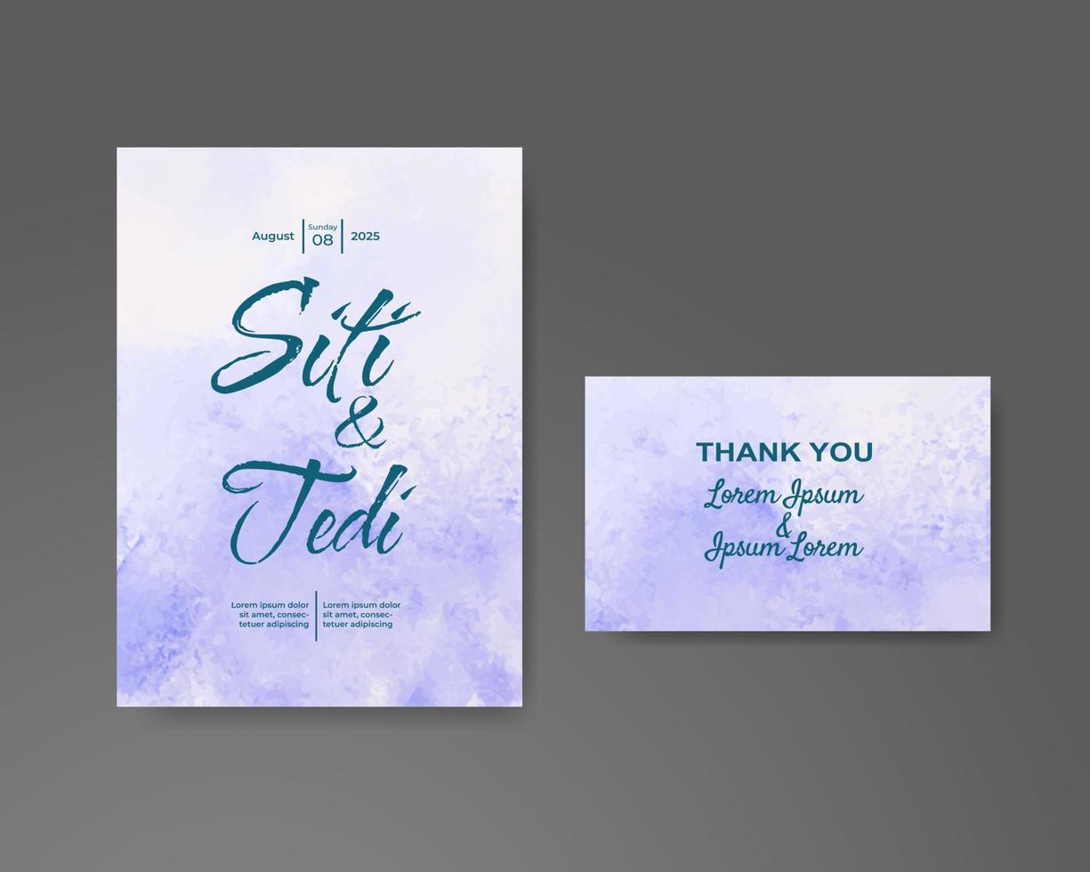 Wedding invitation with abstract watercolor background vector