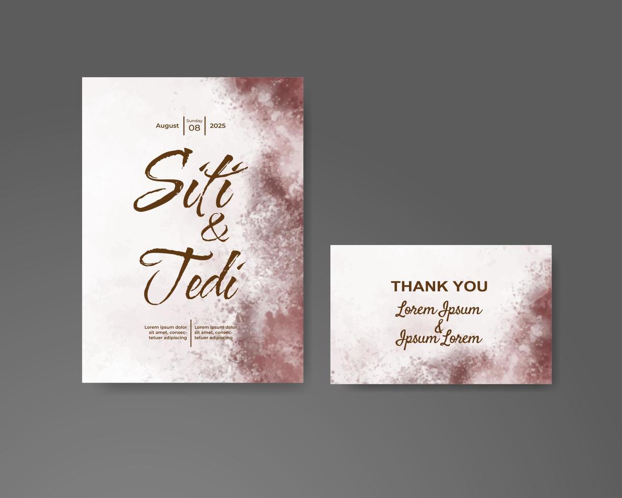 Wedding invitation with abstract watercolor background vector