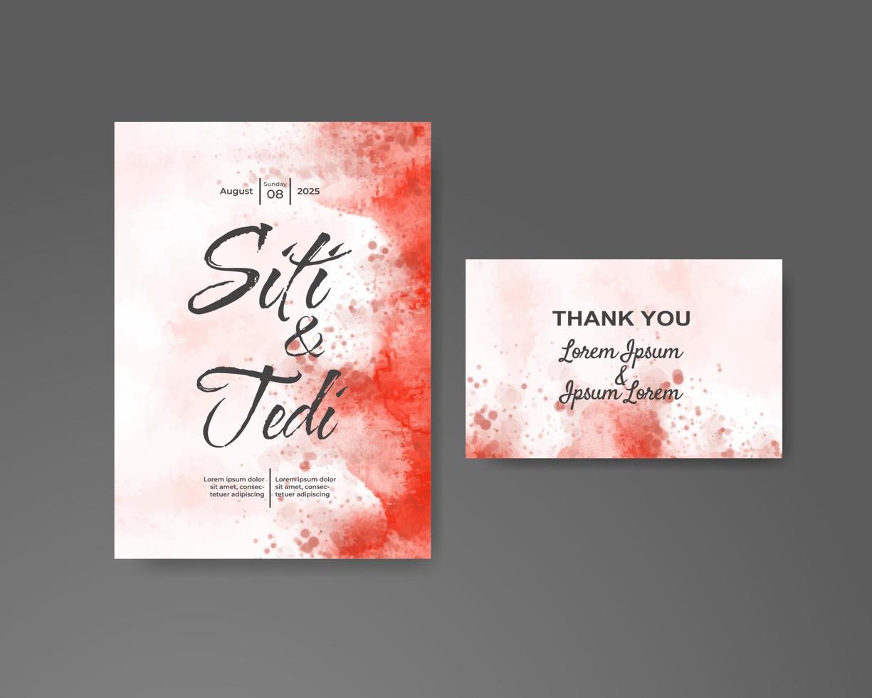 Wedding invitation with abstract watercolor background vector