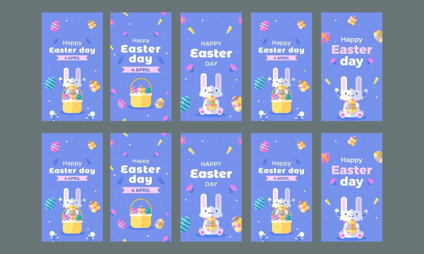 happy easter day social media stories vector illustration template design