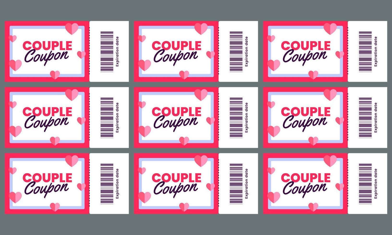 love coupon template vector flat design