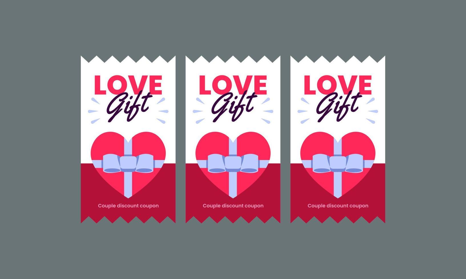 love coupon template vector flat design