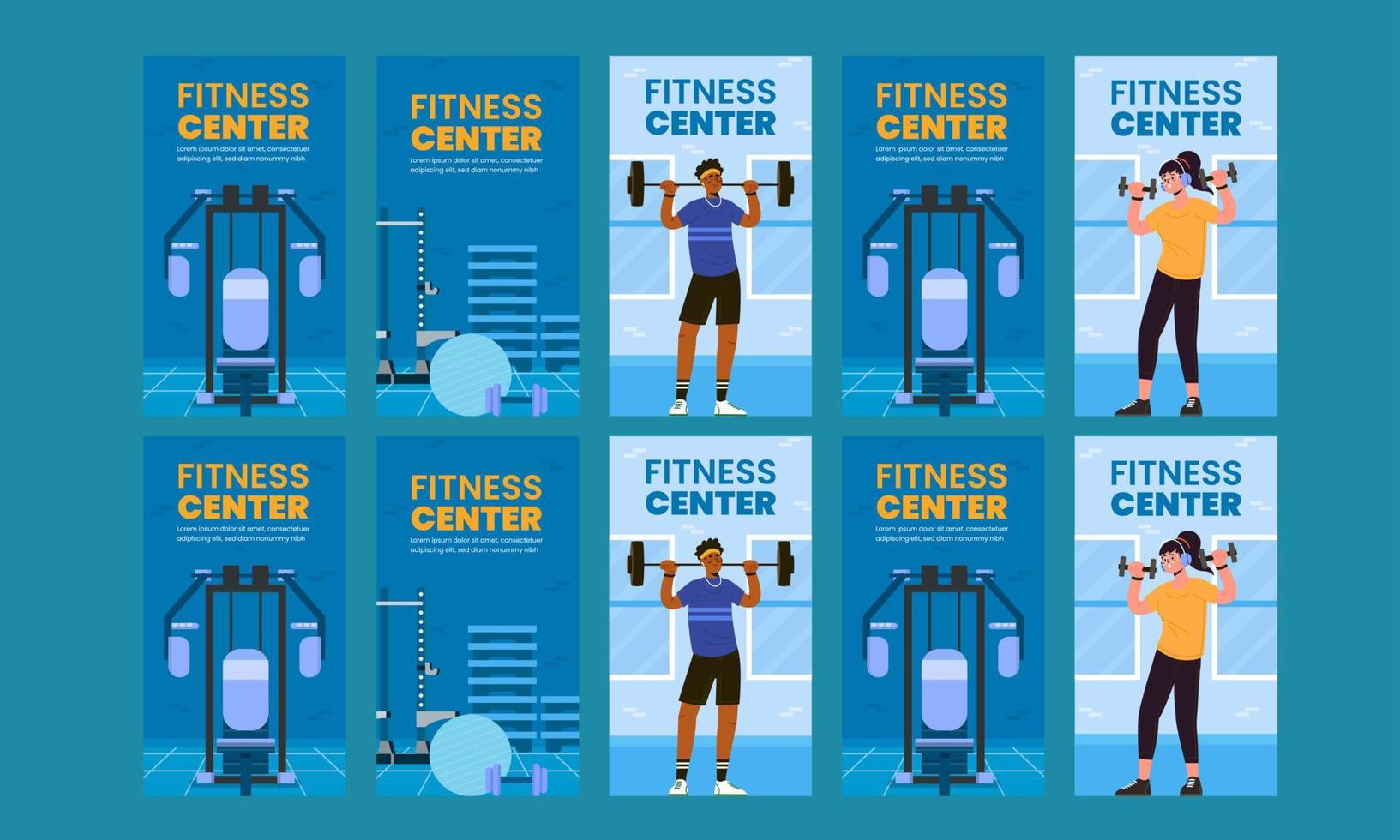 fitness center social media stories vector design