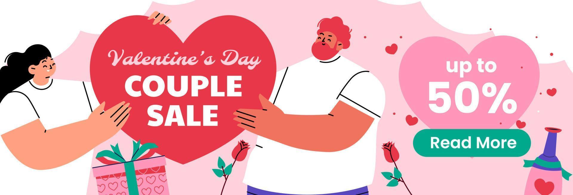 horizontal banner vector illustration flat design of valentine day