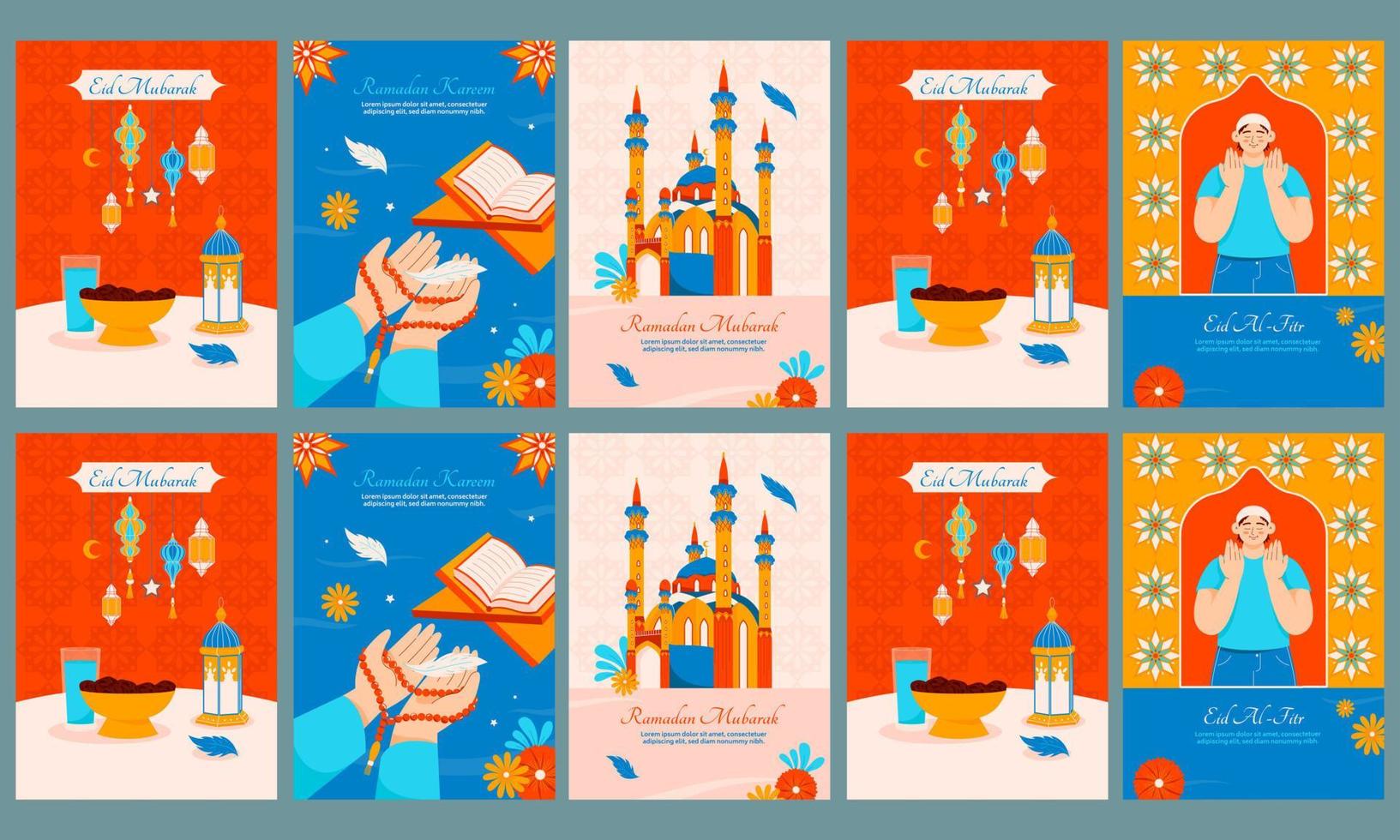 diseño de plantilla de historias sociales de medios de celebración de ramadan kareem 2023 vector