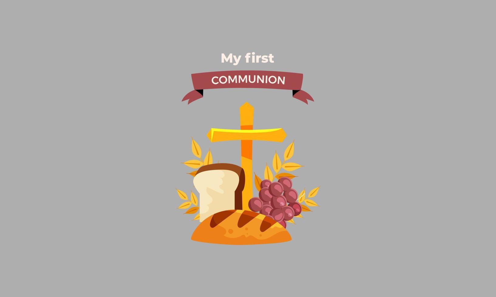 first communion banner template vector flat design