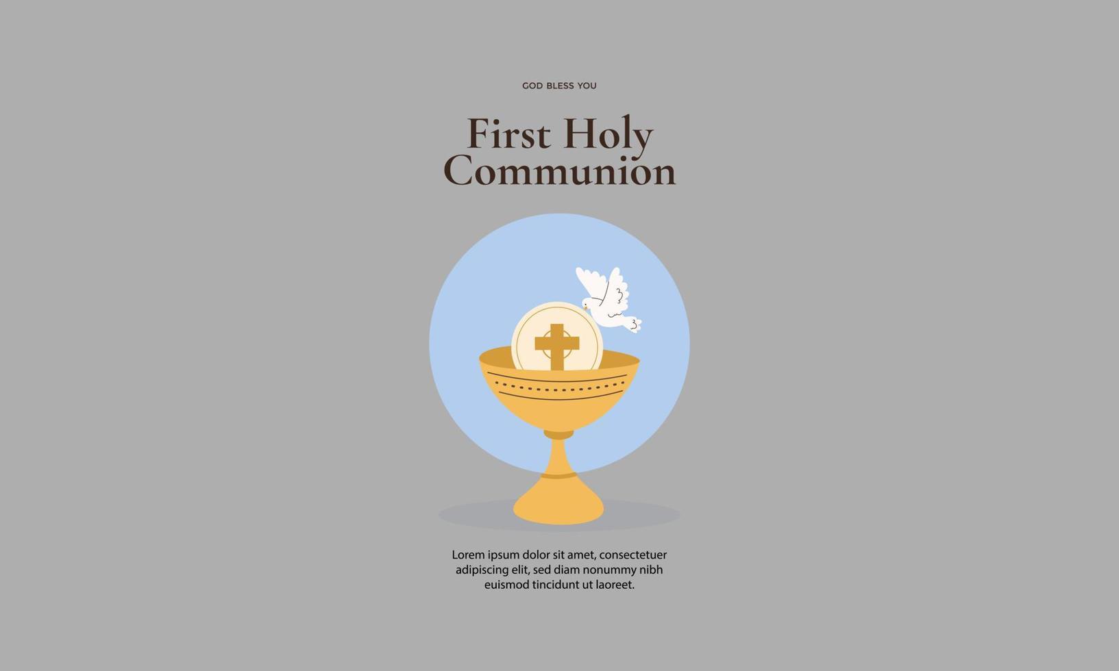 first communion banner template vector flat design