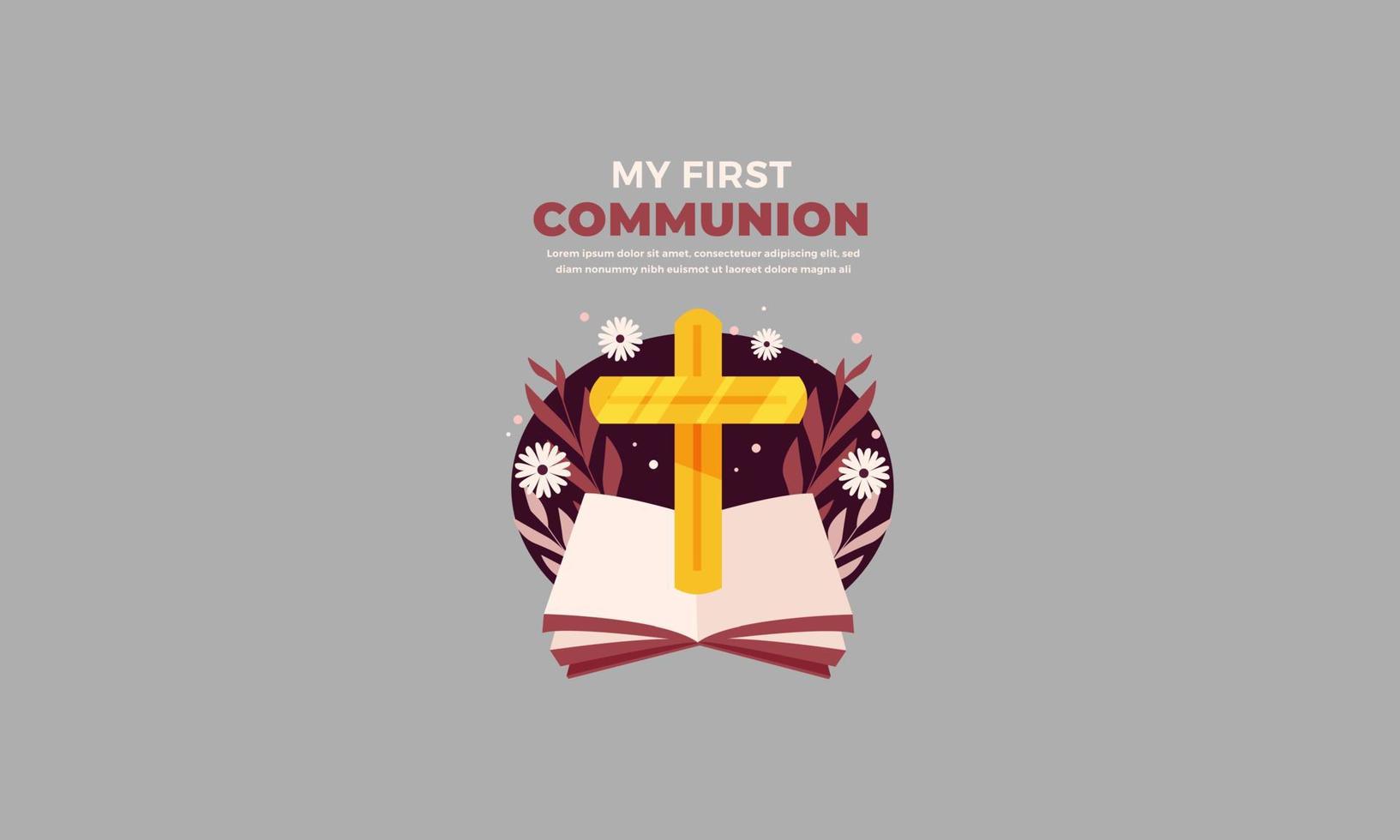 first communion banner template vector flat design