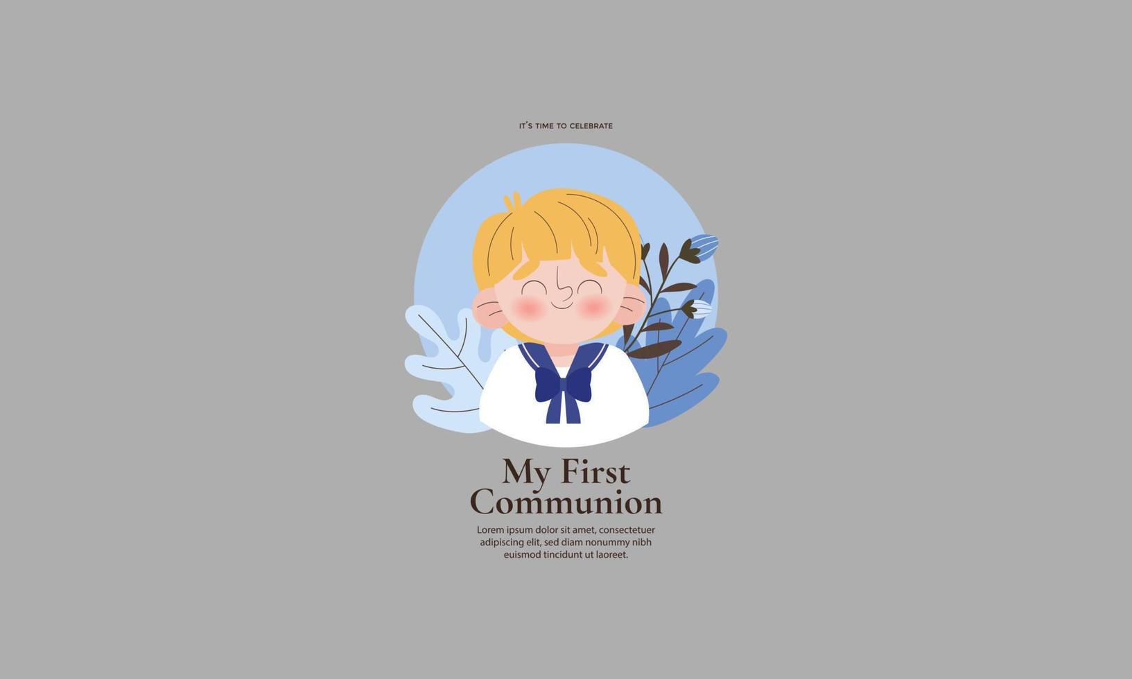first communion banner template vector flat design