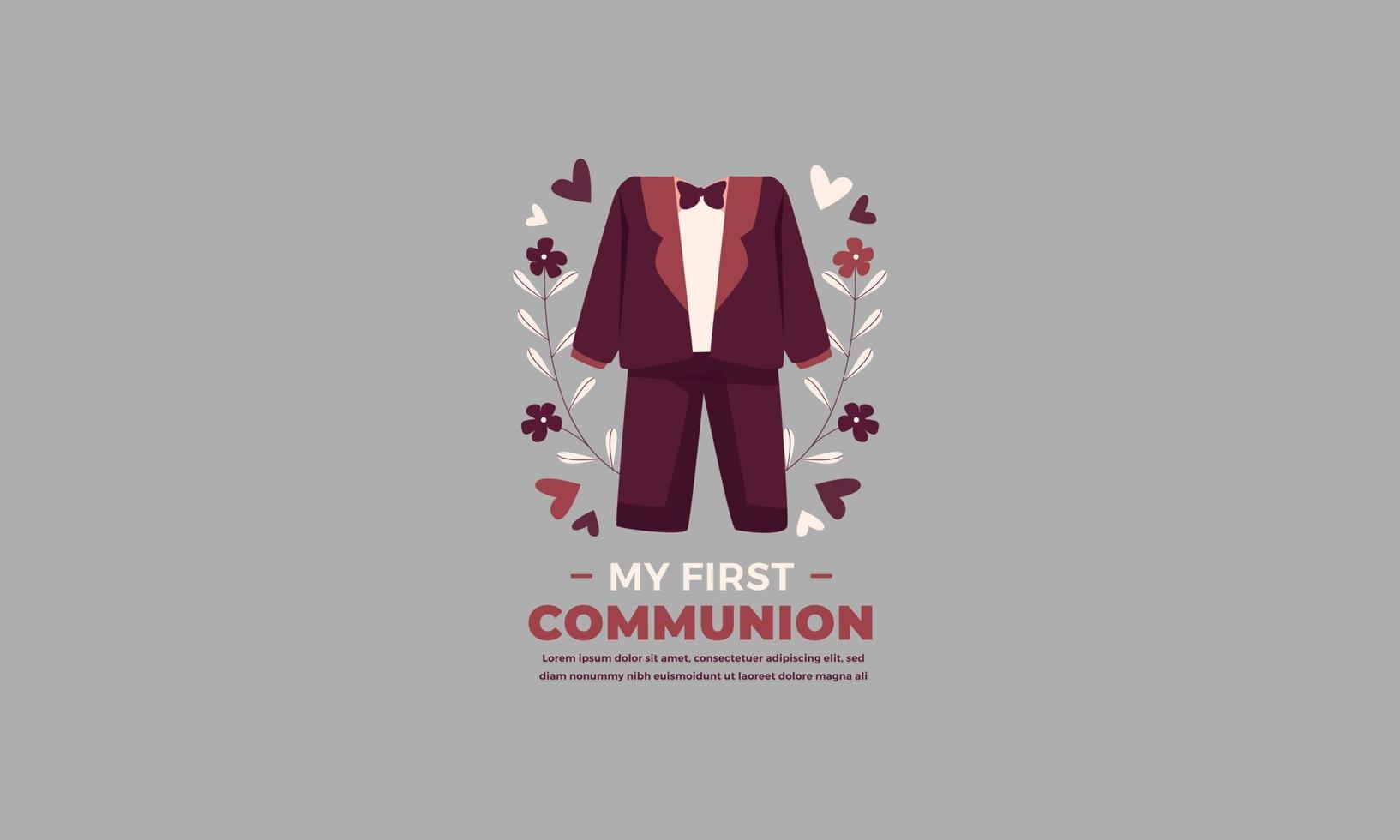 first communion banner template vector flat design