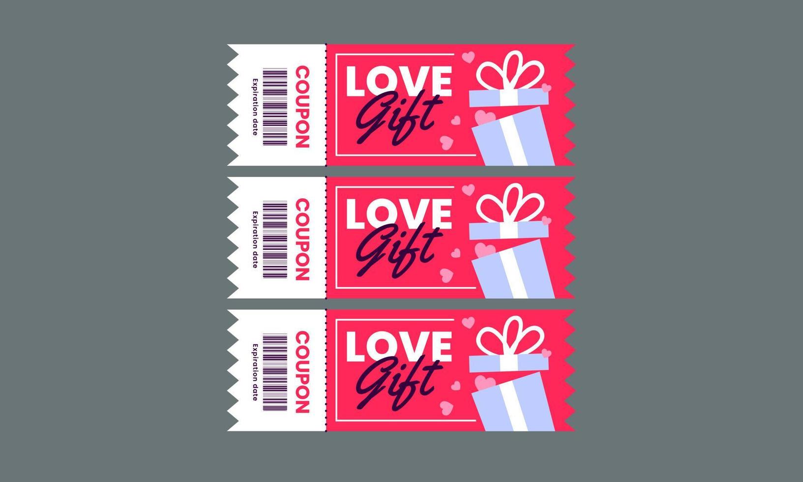 love coupon template vector flat design