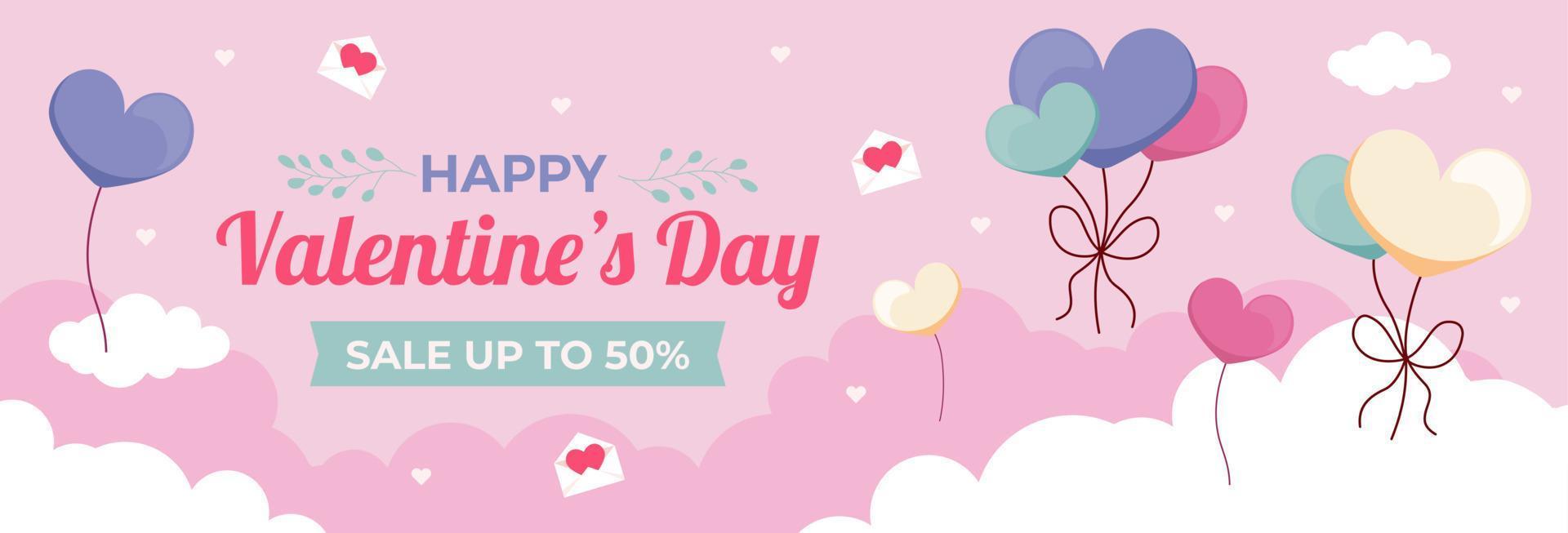 horizontal banner vector illustration flat design of valentine day