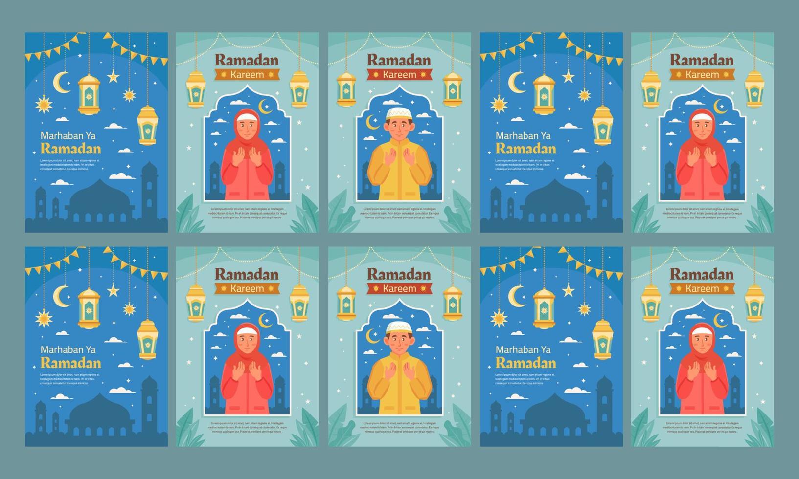 ramadan kareem celebration 2023 media social stories template design vector