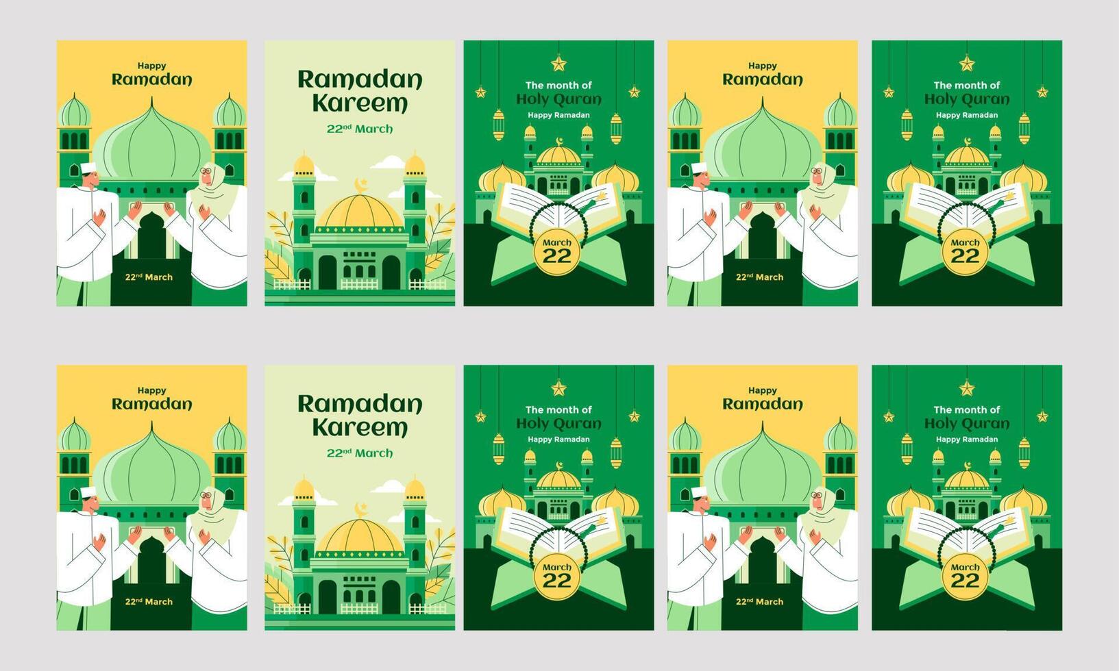 ramadan kareem social media stories vector flat design