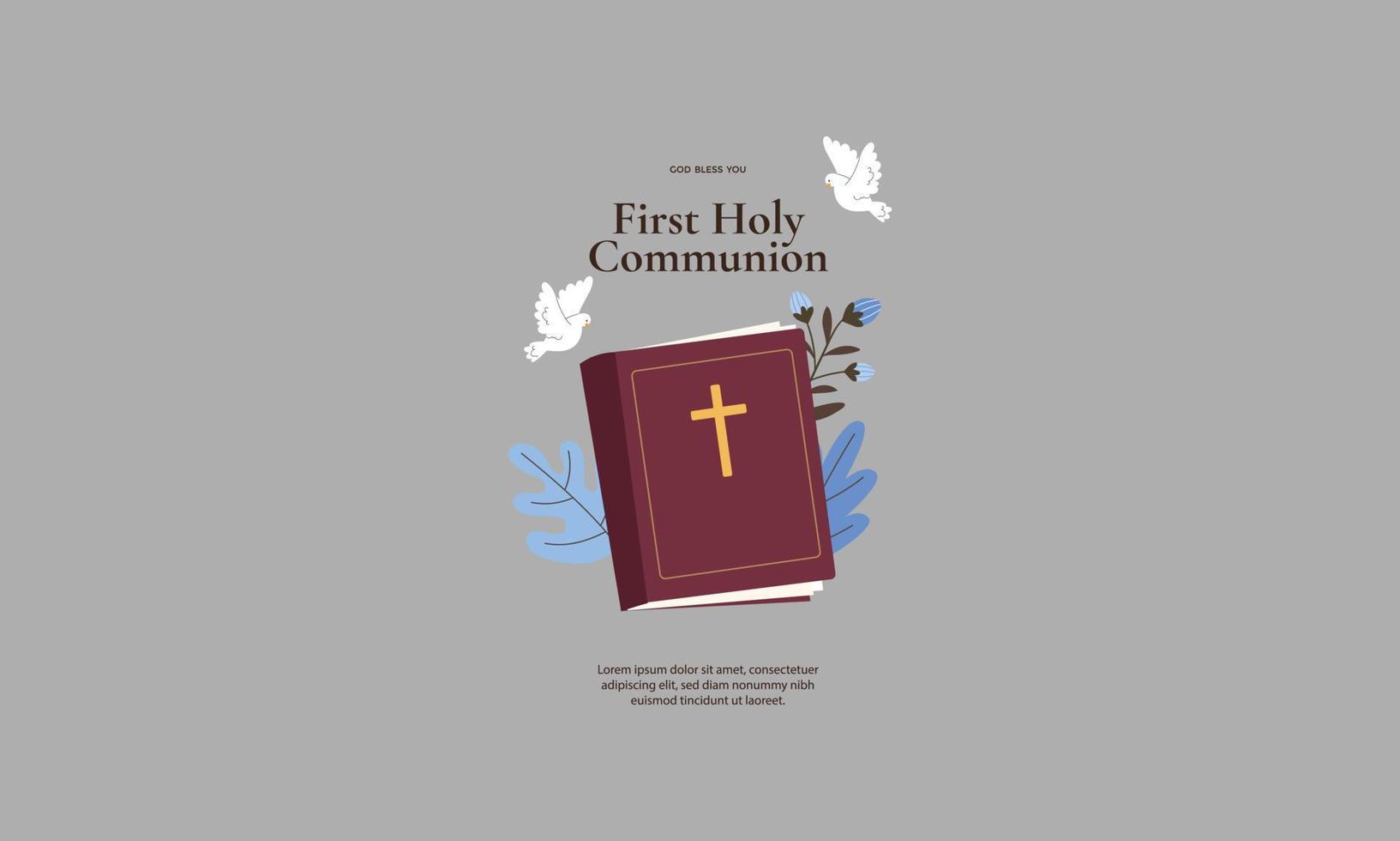 first communion banner template vector flat design