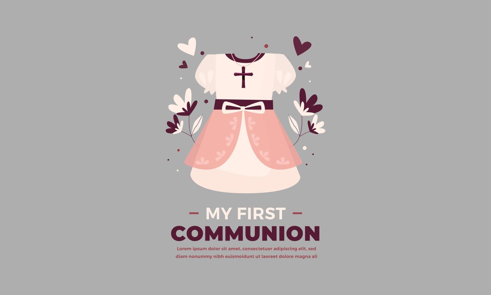 first communion banner template vector flat design