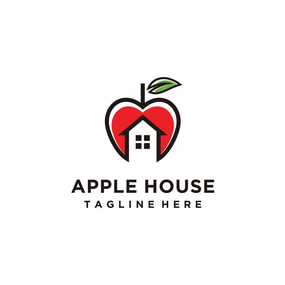 Apple House Minimalist Logo Design Vector Icon