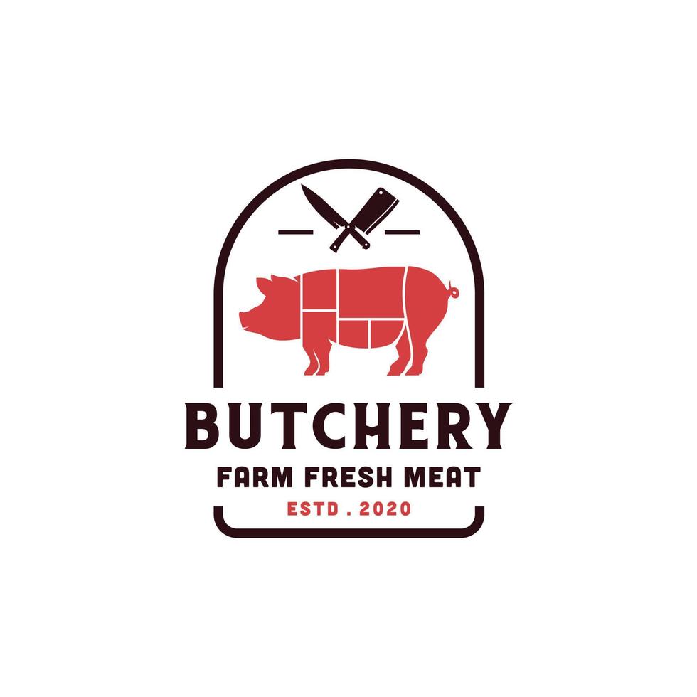 Pig, pork. Vintage, retro for Butchery, typography Pork, pig silhouette ...