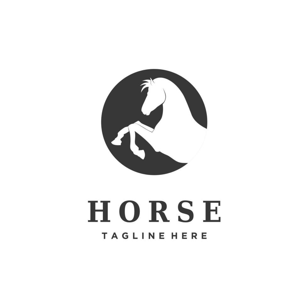 Horse Silhouette Circle Background Minimalist Logo Design Vector