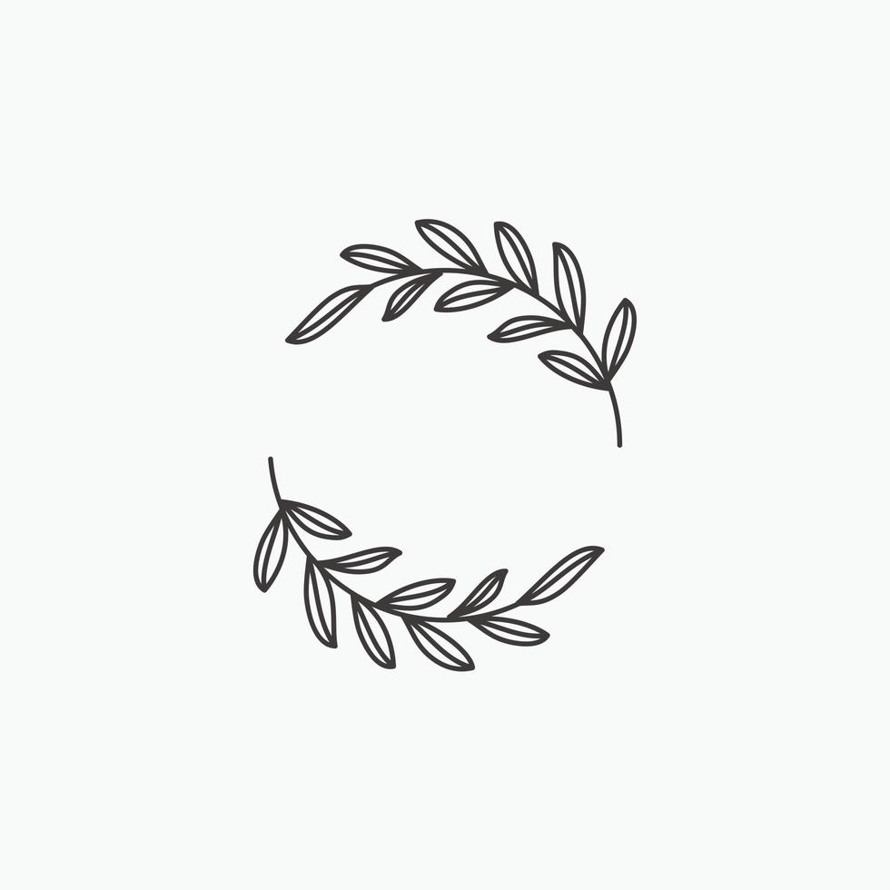 Vector floral logo template in elegant and minimal style on white background illustration. Circle frames logos. For badges, labels, logotypes and branding business identity.