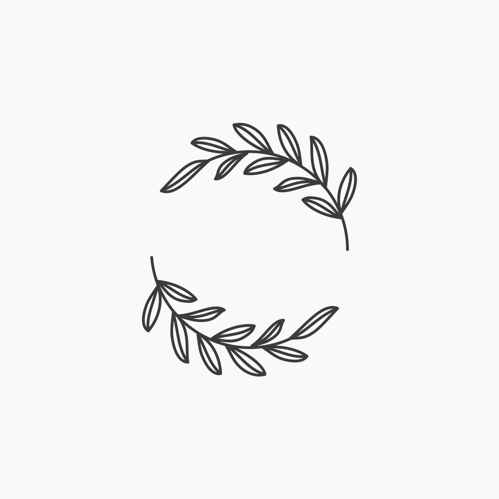 Vector floral logo template in elegant and minimal style on white background illustration. Circle frames logos. For badges, labels, logotypes and branding business identity.