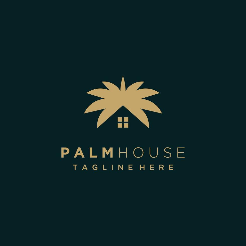 Minimalist palm house gold logo design vector icon illustration