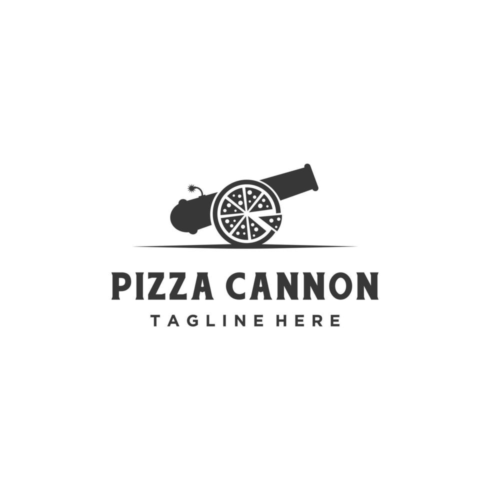 cannon pizza vintage logo diseño concepto icono vector