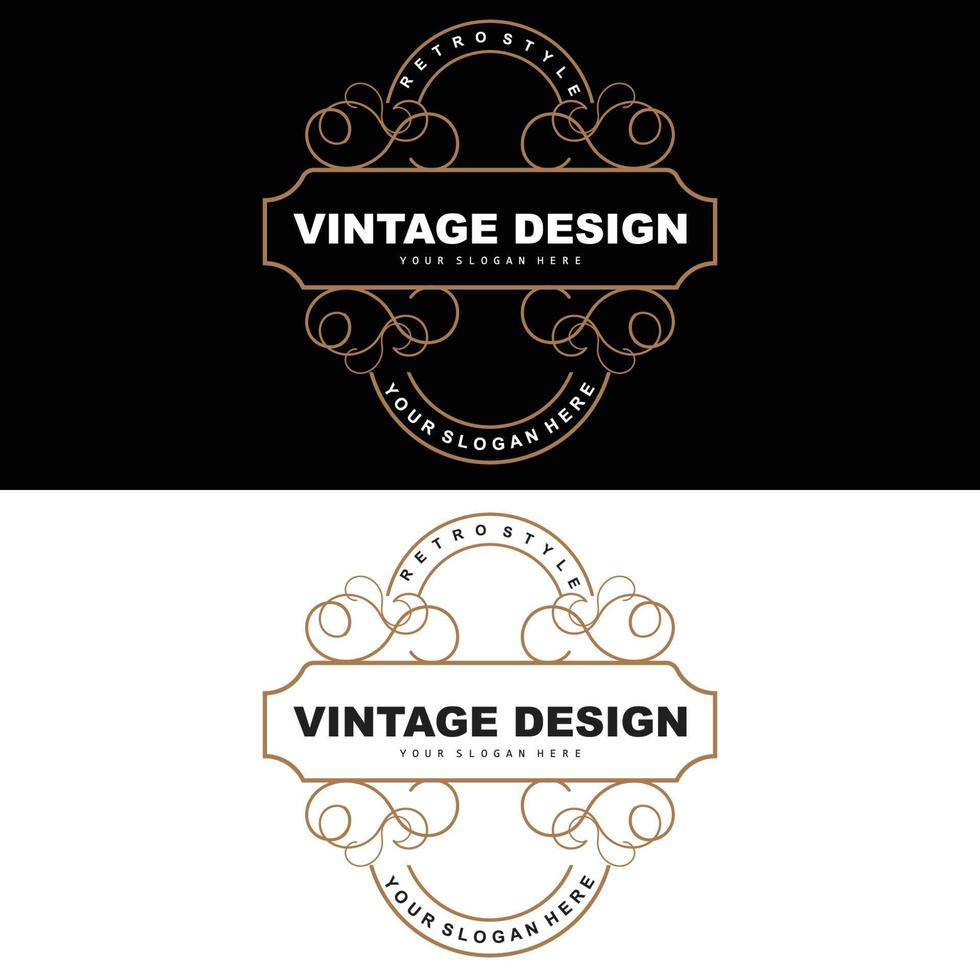 diseño retro vintage, logotipo de adorno vectorial minimalista de lujo, con estilo mandala y batik, ilustración de marca de producto, invitación, banner, moda vector