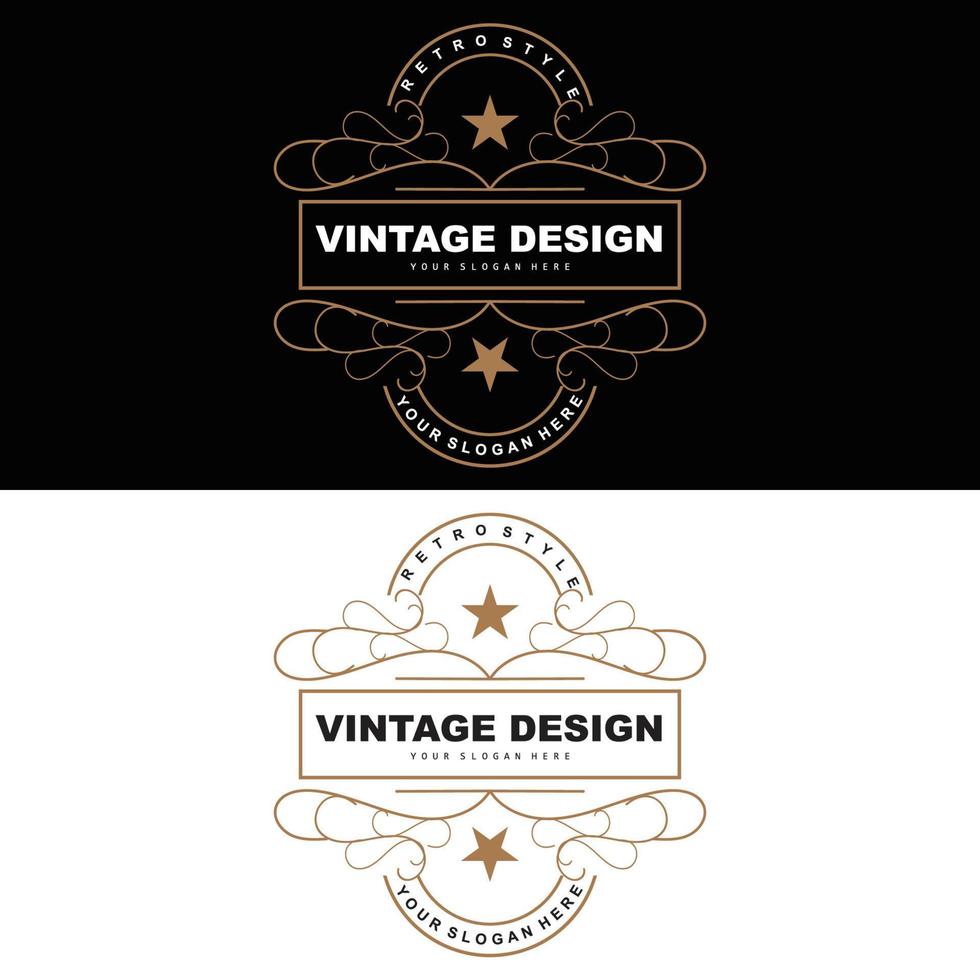 diseño retro vintage, logotipo de adorno vectorial minimalista de lujo, con estilo mandala y batik, ilustración de marca de producto, invitación, banner, moda vector