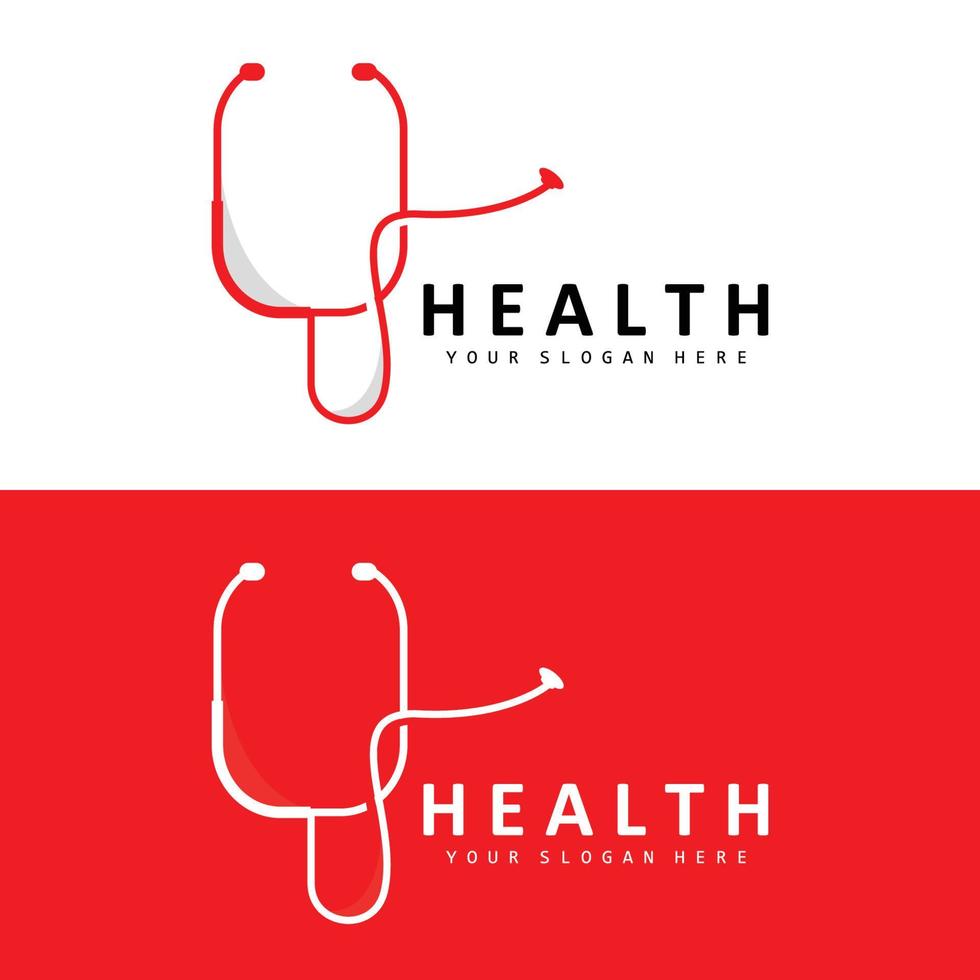 logotipo de atención médica, diseño de enfermería y bienestar, icono de estetoscopio y onda vectorial de línea simple vector