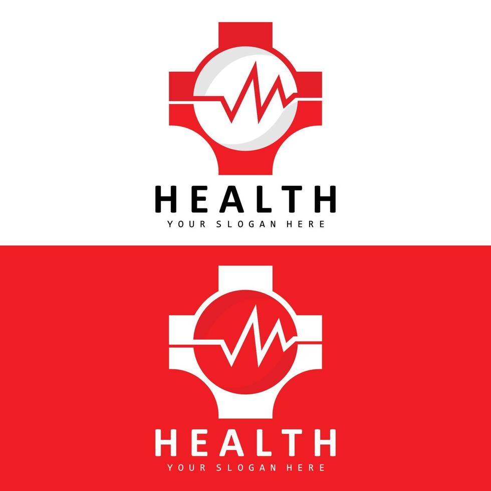 logotipo de atención médica, diseño de enfermería y bienestar, icono de estetoscopio y onda vectorial de línea simple vector