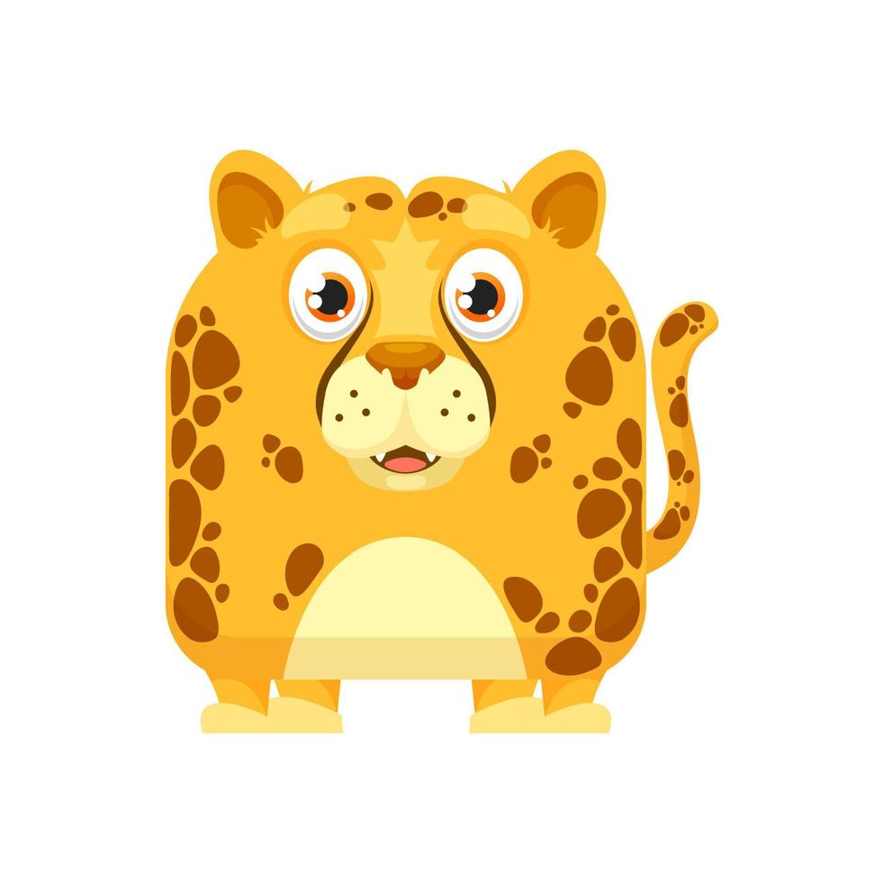 Cartoon kawaii square animal face, leopard smile vector