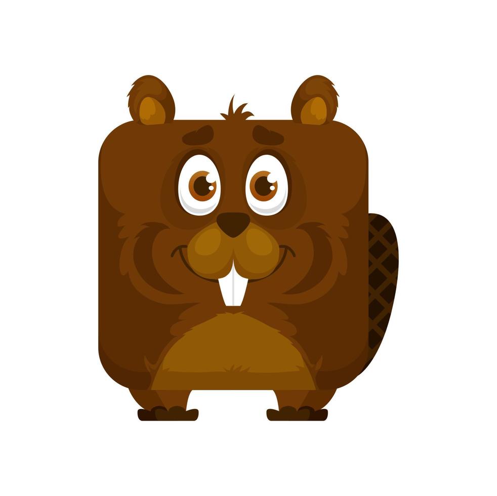 Beaver cartoon kawaii square face, animal emoji 19588247 Vector Art at  Vecteezy