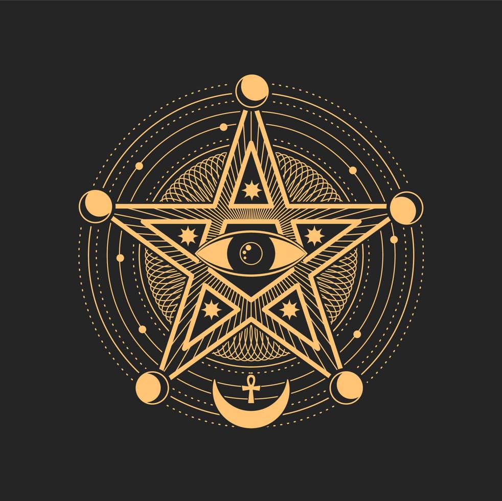 Esoteric occult symbol, magic tarot vector sign