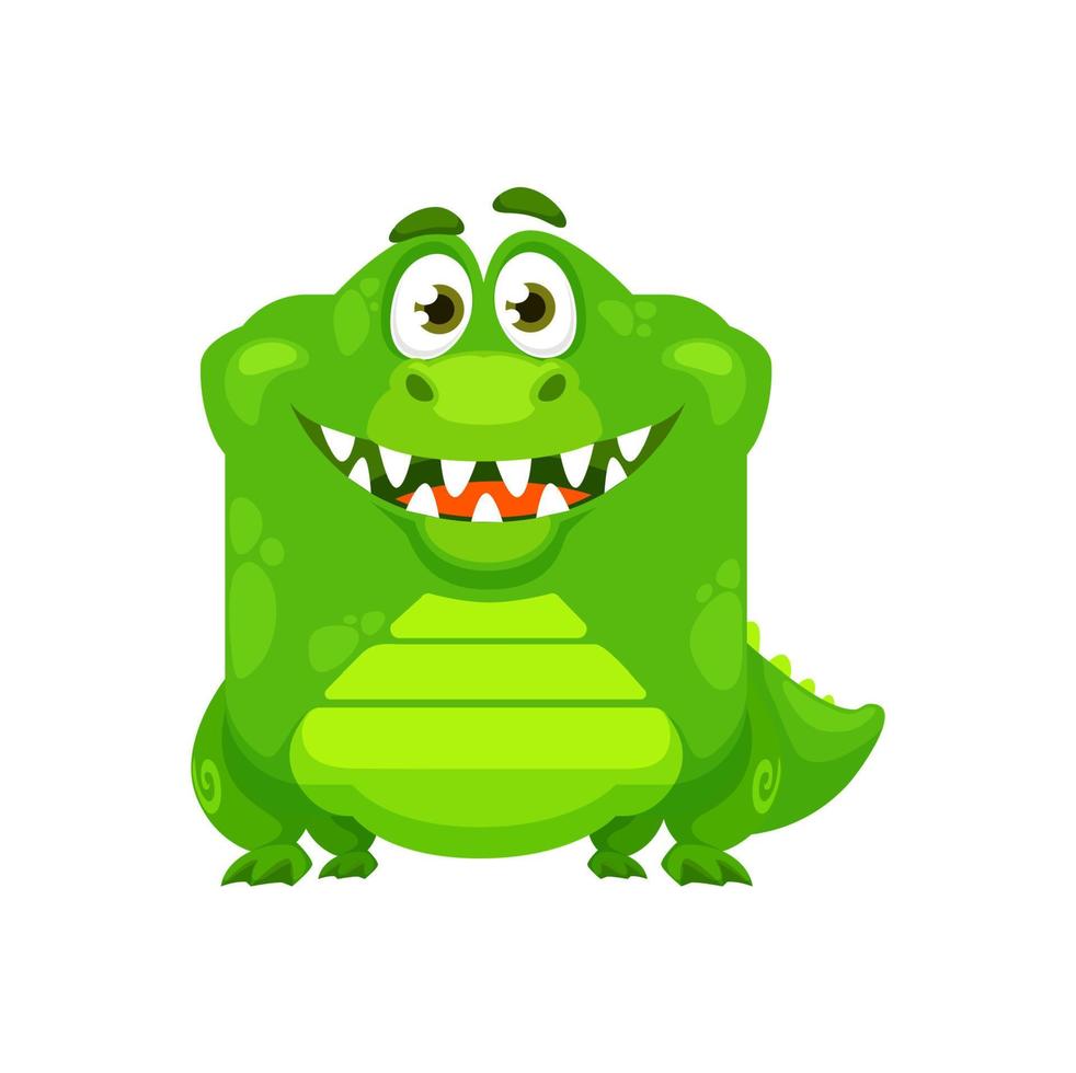 Cartoon kawaii square animal face, crocodile smile vector