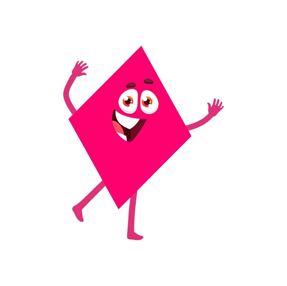 Rhombus math shape character with happy laugh face vector