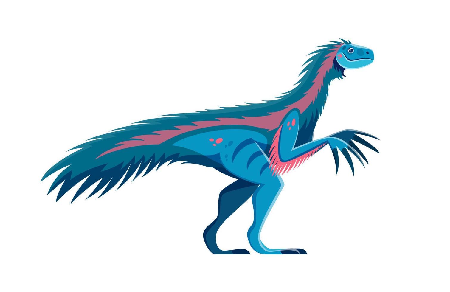 personaje divertido de dinosaurio therizinosaurus de dibujos animados vector