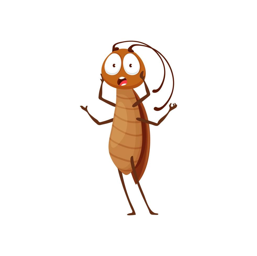 Cartoon cockroach character with shocked face vector