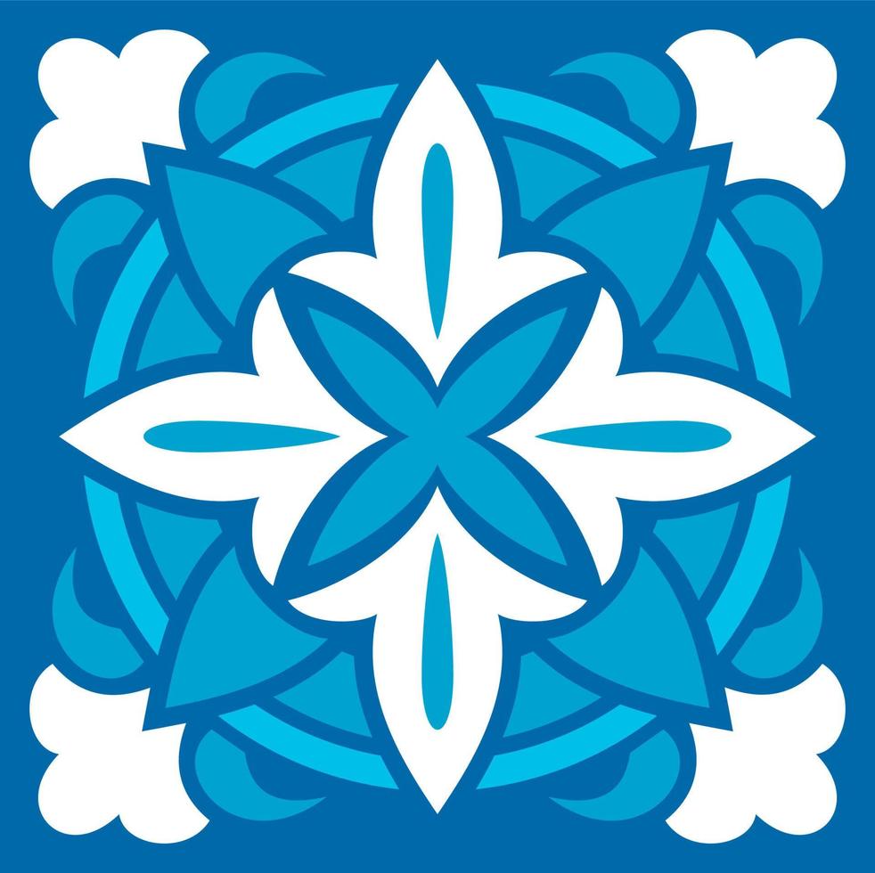 Pattern of Azulejo seamless tile Portuguese damask vector