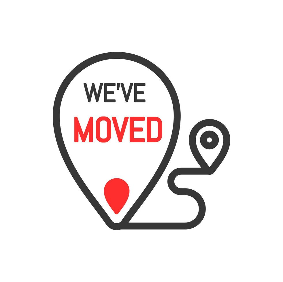 We have moved icon, new address location sign vector