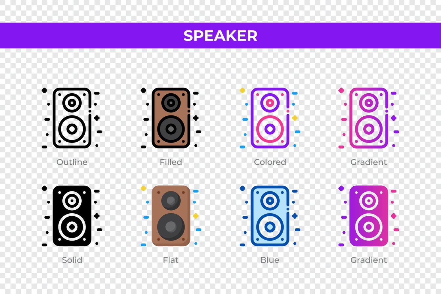 iconos de altavoz en un estilo diferente. conjunto de iconos de altavoz. símbolo de vacaciones. conjunto de iconos de estilo diferente. ilustración vectorial vector