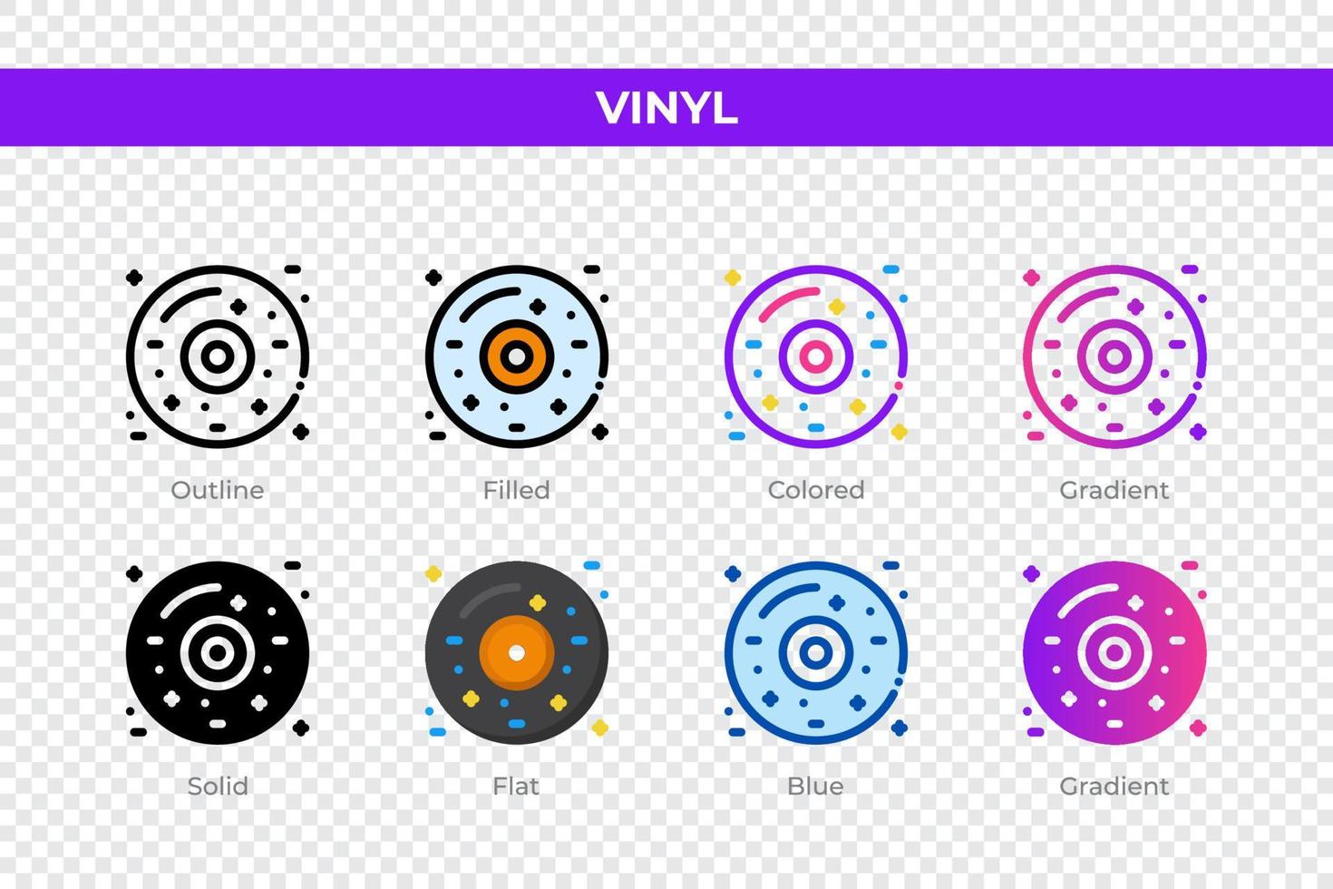 íconos de vinilo en diferentes estilos. conjunto de iconos de vinilo. símbolo de vacaciones. conjunto de iconos de estilo diferente. ilustración vectorial vector