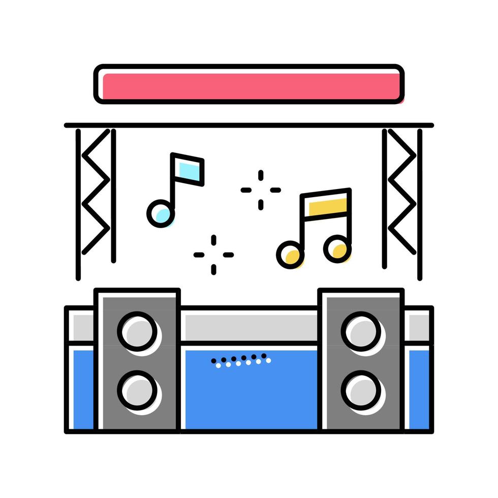 escenario para la ilustración de vector de icono de color de concierto de música