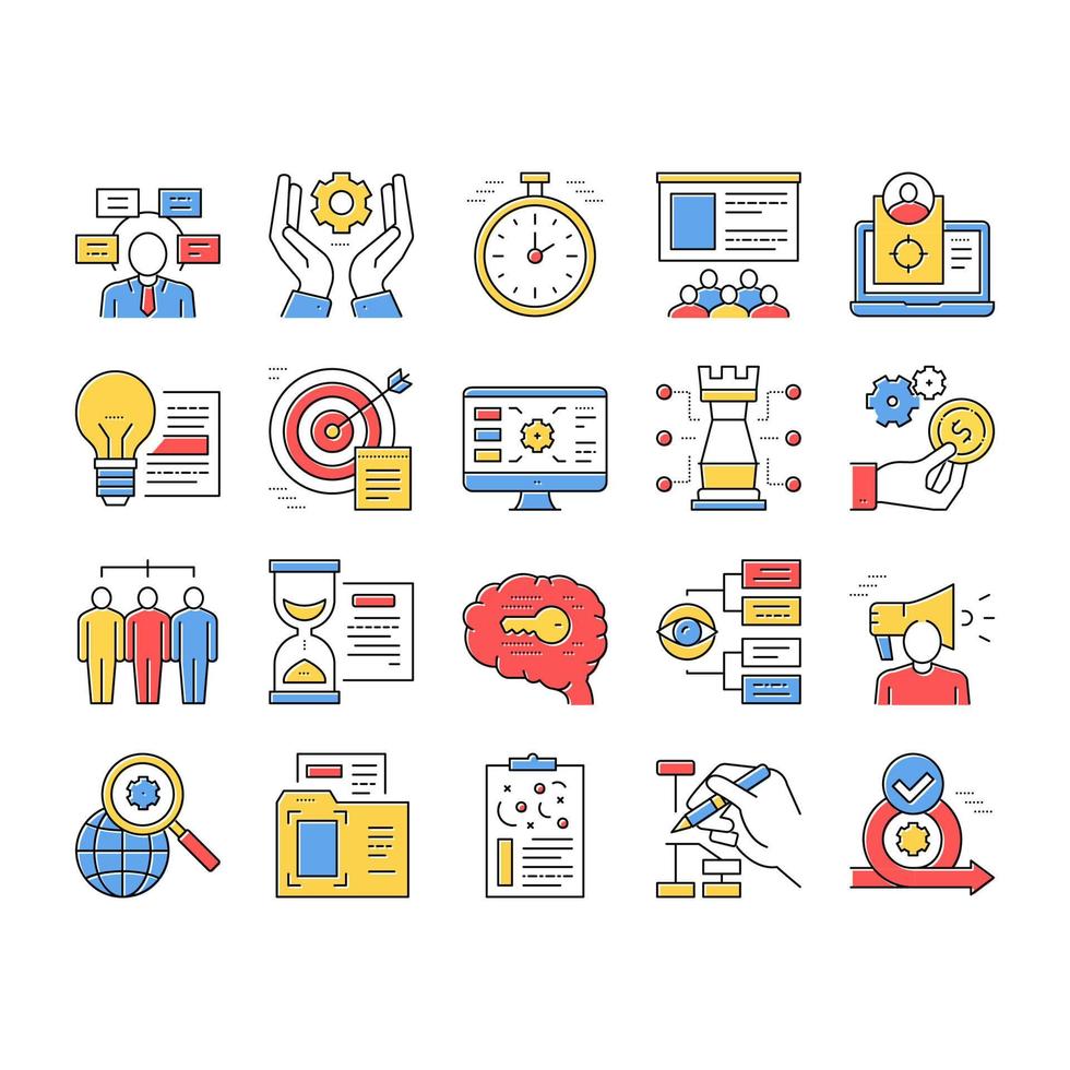 Project Development Collection Icons Set Vector